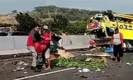 Ban Pecah, Truk Muat Sayuran Terguling di Tol Batang-Semarang