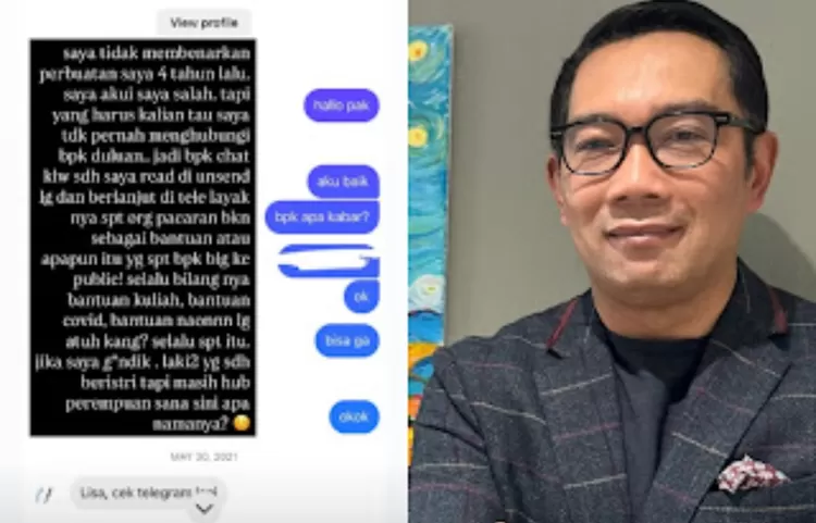 Lisa Mariana mengklaim Ridwan Kamil yang menghubunginya lebih dulu. (Instagram/lisamarianaaa - ridwankamil)