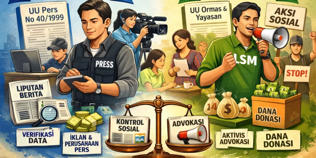 Ilustrasi perbedaan peran wartawan dan LSM dalam tugas sosial kontrol dan kegiatan advokasi masyarakat (AF)