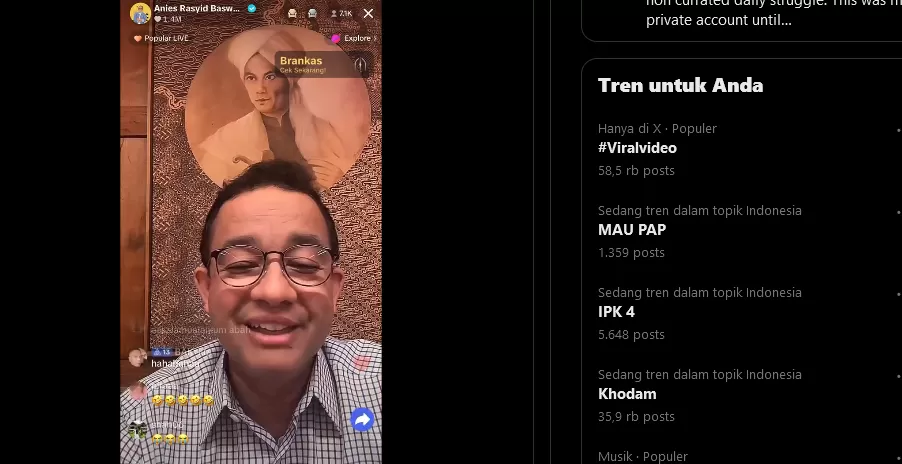 Momen Anies Baswedan Ditanya Khodam Saat Live di TikTok - Pitutur