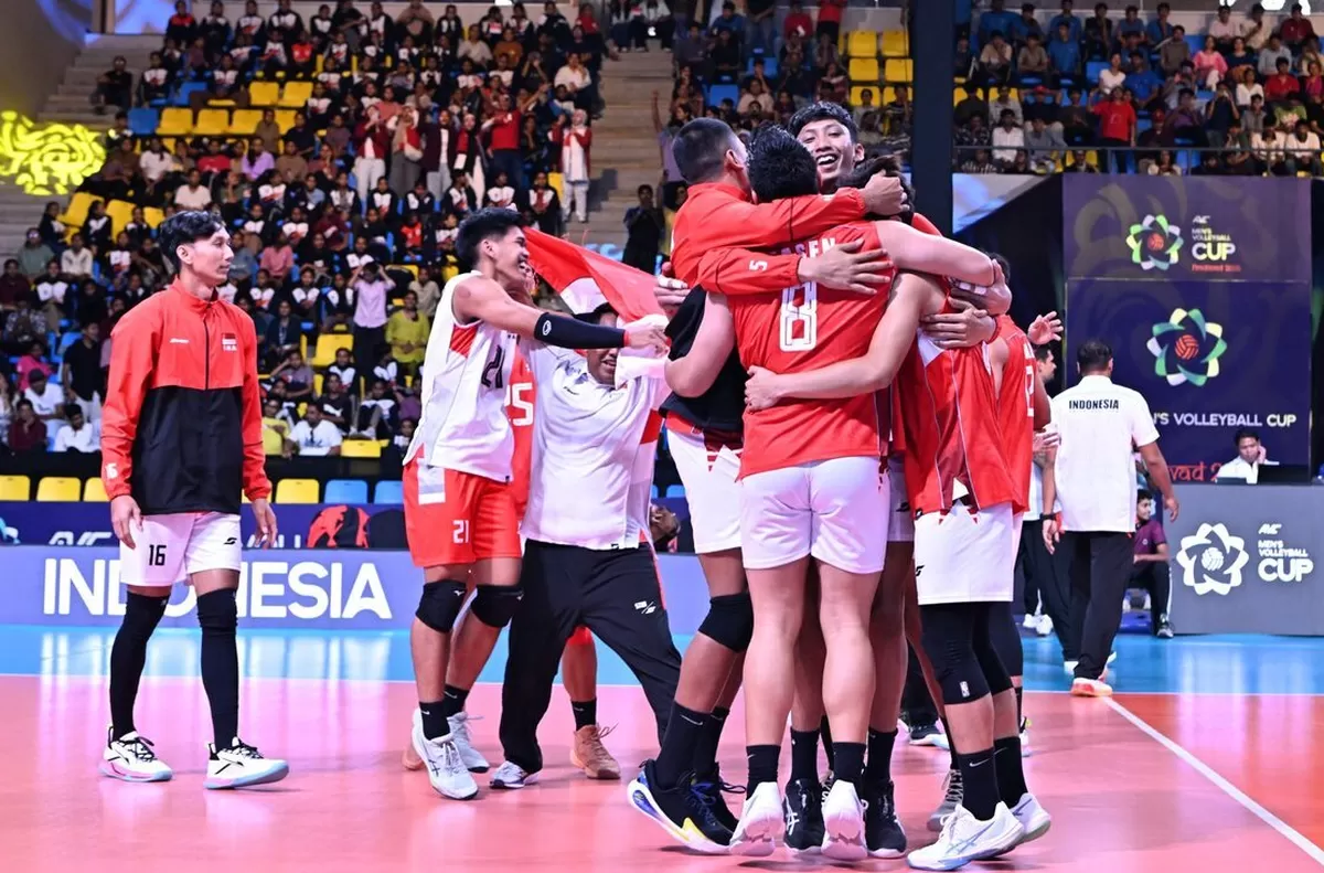 Euforia Timnas Indonesia usai menjuarai AVC Men's Cup 2026, pekan lalu, di India. Hasil tersebut membuat rangking dunia Indonesia melonjak. 
