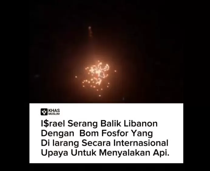 Israel Serang Lebanon dengan Bom Fosfor Putih  (Foto: Genmuslim.id/dok: @khasmuslim.id)