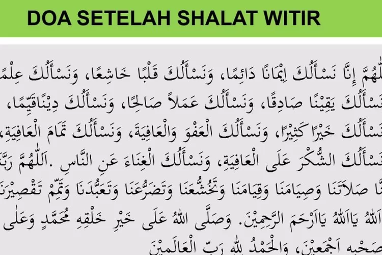 Bacaan Doa Sholat Tarawih Dan Witir Dalam Bahasa Arab Dan Artinya ...