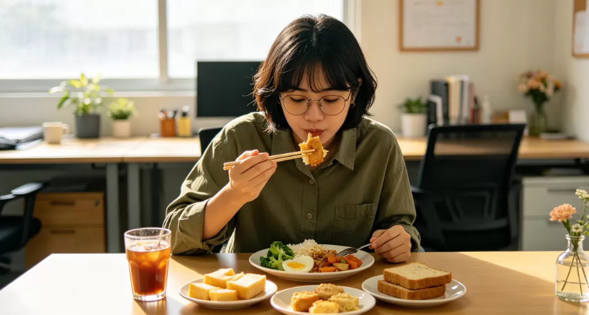 Ilustrasi Makan siang sendirian di kantor bukan tanda kesepian. (Desain AI)