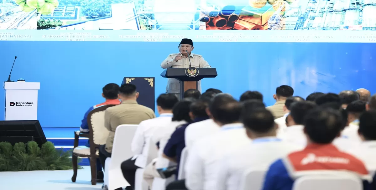 Presiden Prabowo Subianto berpidato dalam peresmian pembangunan 13 Proyek Hilirisasi Nasional Fase II pada Rabu (29/4/2026). (Kalimantansatu.com/Dok. Bakom RI)