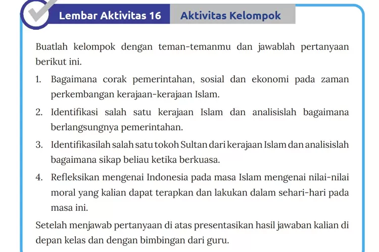 Kunci Jawaban IPS Kelas 7 Kurikulum Merdeka Halaman 167 Lembar Aktivitas 16: Corak Sosial Ekonomi Kerajaan Islam. (Foto: kemdikbud.go.id)