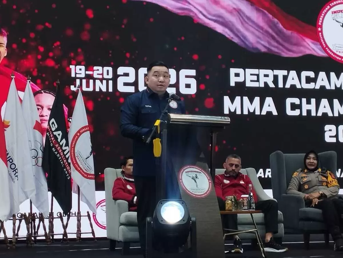 Ketua Umum PB PERTACAMI, Tommy Paulus Hermawan membuka acara Kejurnas MMA 2026, di JSI Resort, Mega Mendung, Kab. Bogor, Jumat, 19 Juni 2026.