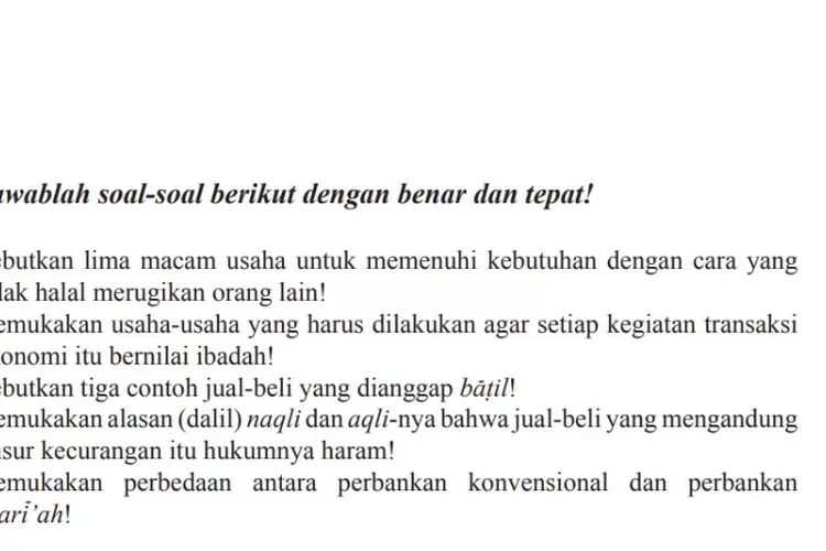 Kunci Jawaban PAI K13 Kelas 11 Bab 9 Halaman 156 Lima Macam Usaha Untuk ...