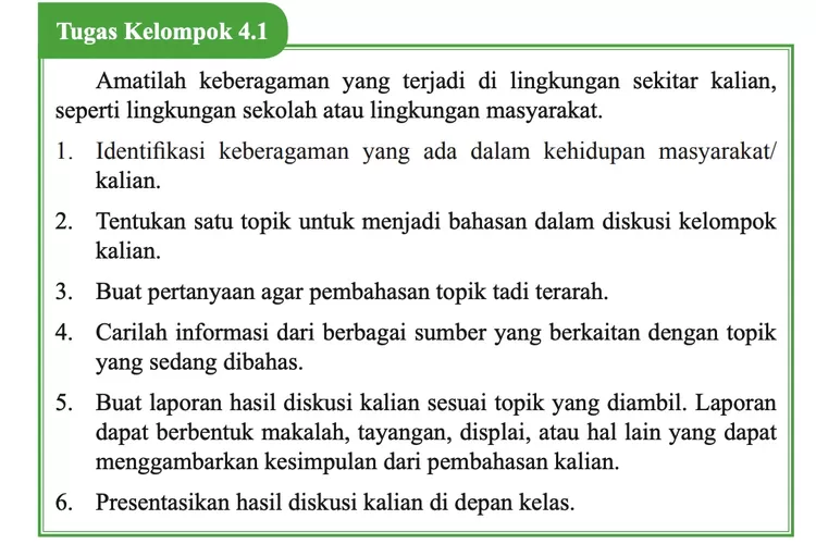 Kunci Jawaban PKN Kelas 9 Halaman 105 Tugas Kelompok 4.1: Keberagaman ...