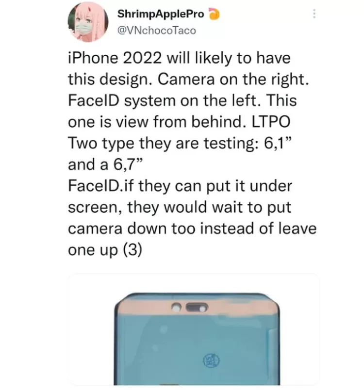 Unggahan di Twitter tentang desain panel layar iPhone 14 Pro dan iPhone 14 Pro Max