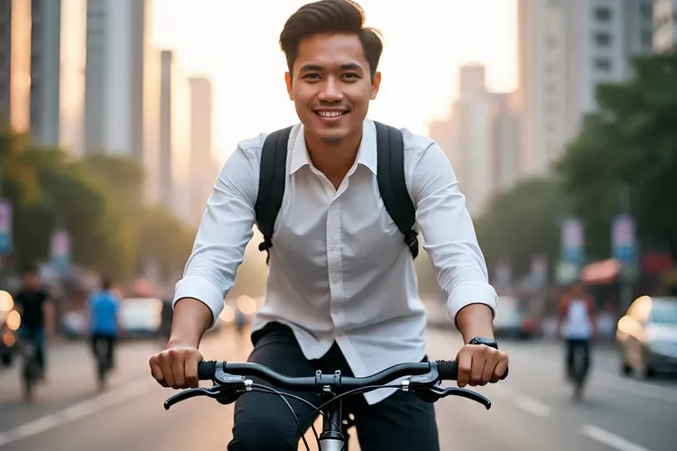 Rutin jalan kaki dan bersepeda ke kantor selama 30 hari bisa turunkan stres, jaga berat badan, dan tingkatkan semangat kerja setiap hari. (Meta)