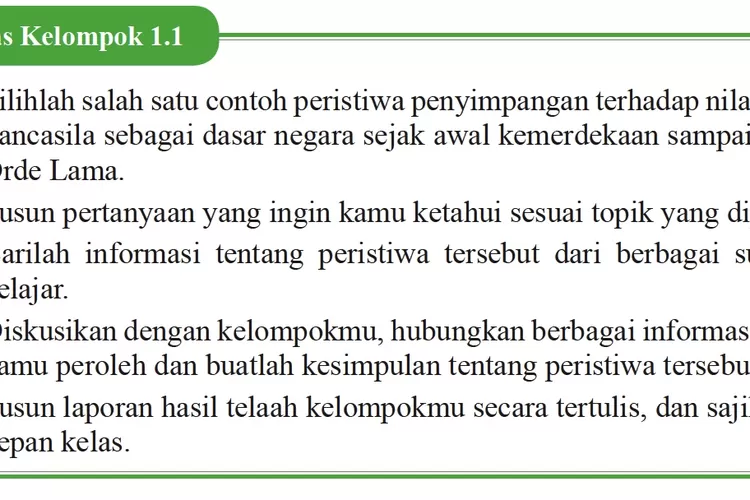 TUGAS Kelompok 1.1: Contoh Peristiwa Penyimpangan Nilai Pancasila Kunci ...