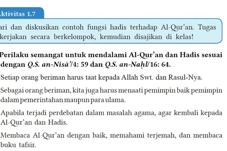 Kunci Jawaban PAI Kurikulum Merdeka Kelas 7 SMP Halaman 11 Aktivitas 1. ...