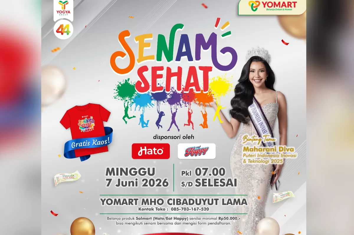 Yomart gelar senam sehat bersama Puteri Indonesia, Maharani Diva. (FOTO: Istimewa)