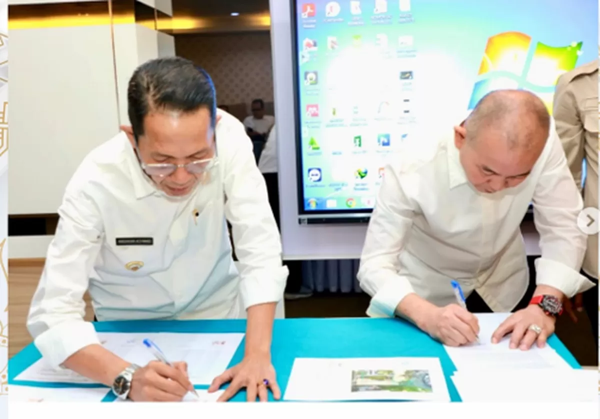 Penandatanganan Perjanjian KSP Barang Milik Daerah antara Pemko Batam dan PT UJKM untuk pembangunan Pasar Induk Jodoh. (Foto:Diskominfo Batam)