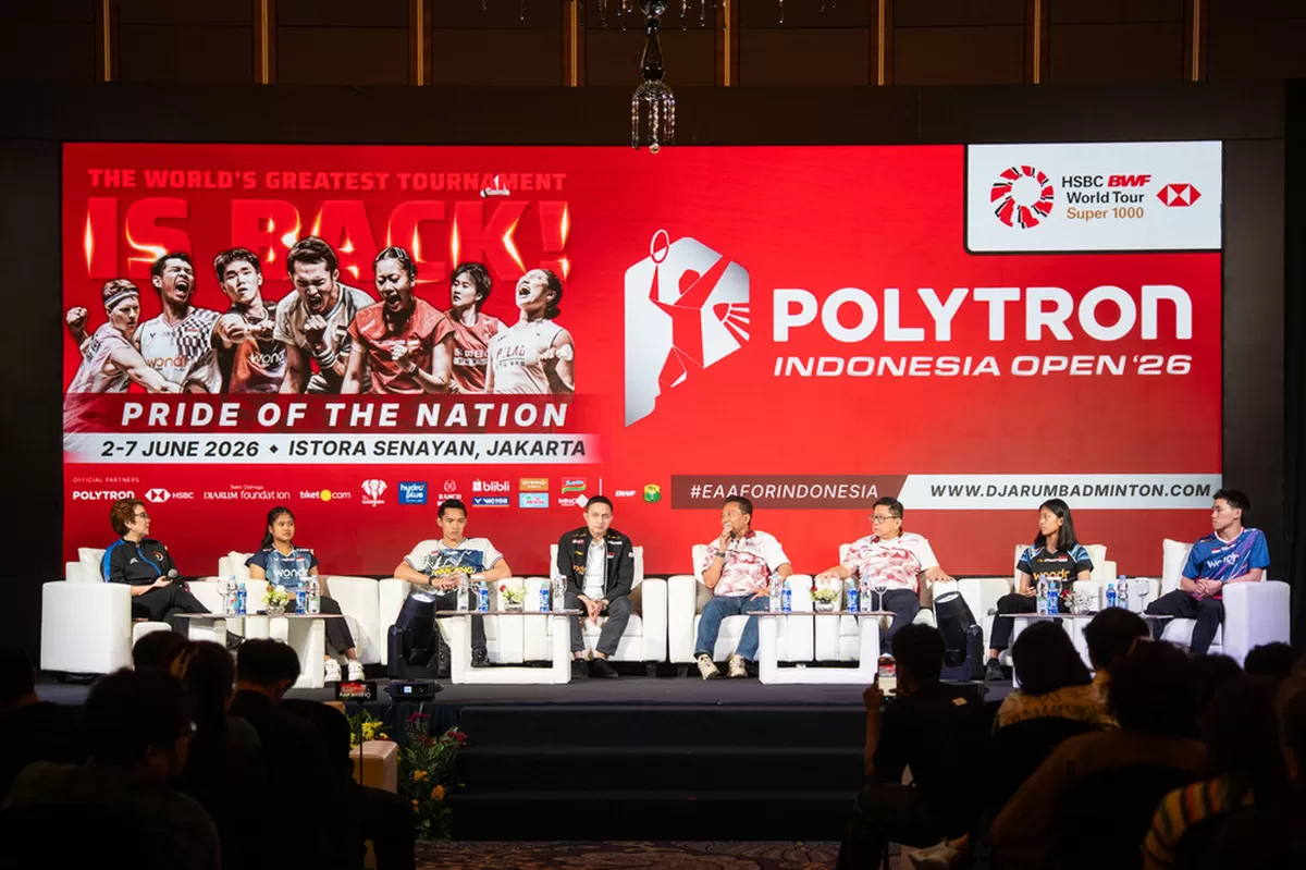 Jumpa pers Polytron Indonesia Open 2026 di Jakarta, Selasa, 14 April 2026. Turnamen BWF Super 1000 ini akan berlangsung 2-7 Juni mendatang di Istora Senayan, Jakarta. (PBSI)