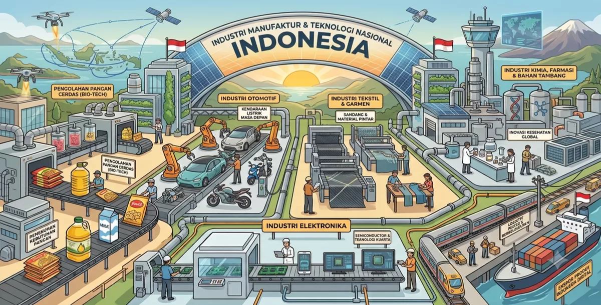 Ilustrasi industri manufaktur Indonesia. (Kalimantansatu.com via Gemini AI)