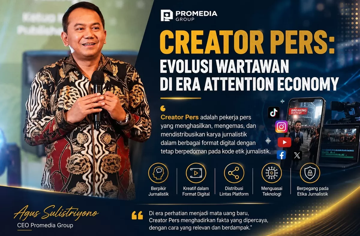 [KOLOM OPINI] Creator Pers: Evolusi Wartawan di Era Attention Economy (Kalimantansatu.com/Dok. Agus Sulistriyono via AI)