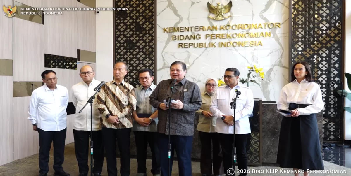 Menteri Koordinator Bidang Perekonomian, Airlangga Hartarto, dalam konferensi pers di Jakarta, Rabu (28/4/2026). (Kalimantansatu.com/Dok. Biro KLIP Kemenko Perekonomian)