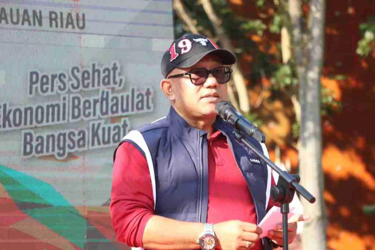 Walikota Tanjunginang Lis Darmansyah saat sambutan pada kegiatan peringatan HPN Tahun 2026 digelar Pamedan Ahmad Yani Tanjungpinang. (Foto: Diskominfo Tanjungpinang)