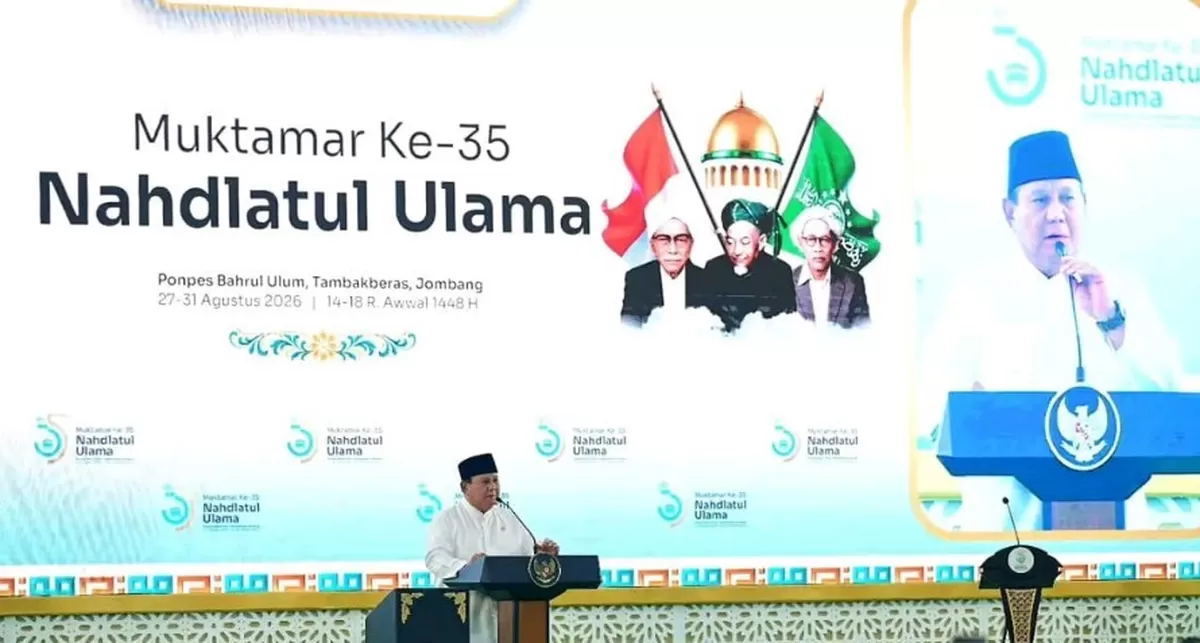 Prabowo kembali ke Jombang hadiri penutupan Muktamar ke-35 NU. Gus Kikin resmi terpilih sebagai Ketum PBNU 2026-2031.