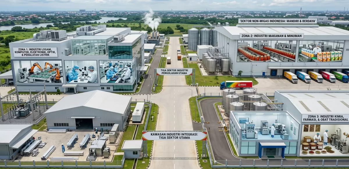 ILUSTRASI - Impresif ! Penyumbang PDB Terbesar, Sektor Industri Pengolahan Nonmigas Kembali Jadi Motor Ekonomi RI, Tumbuh 5,32 Persen di Triwulan II-2026 (Dibuat Kalimantansatu.com via Gemini AI)
