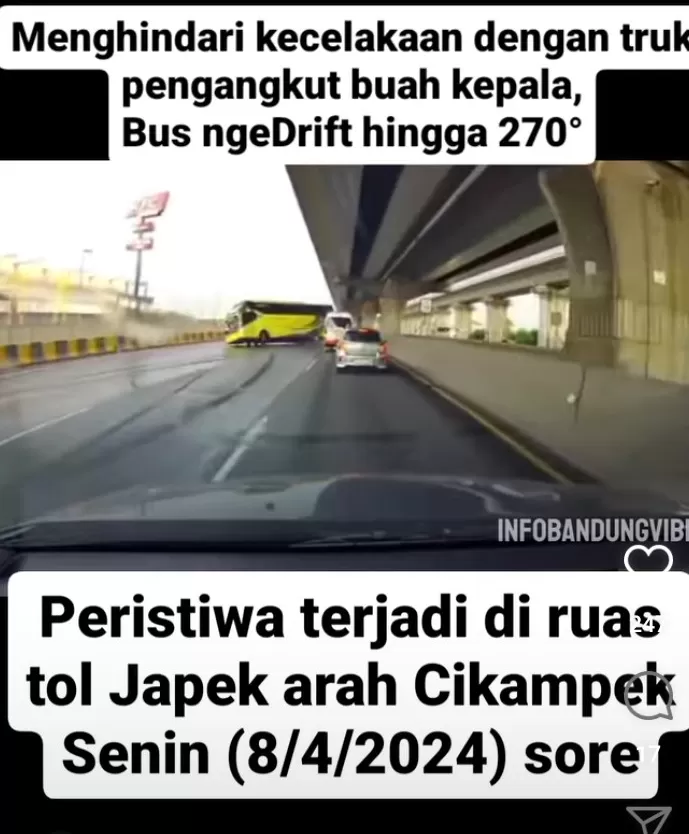 Hindari Tabrakan Dengan Truk Terguling, Bus Ngedrift Berulangkali Di ...