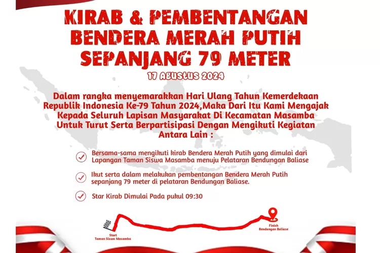 Kirab dan Pengibaran Bendera Merah Putih Sepanjang 79 Meter Meriahkan HUT ke-79 RI di Luwu Utara (LHr)