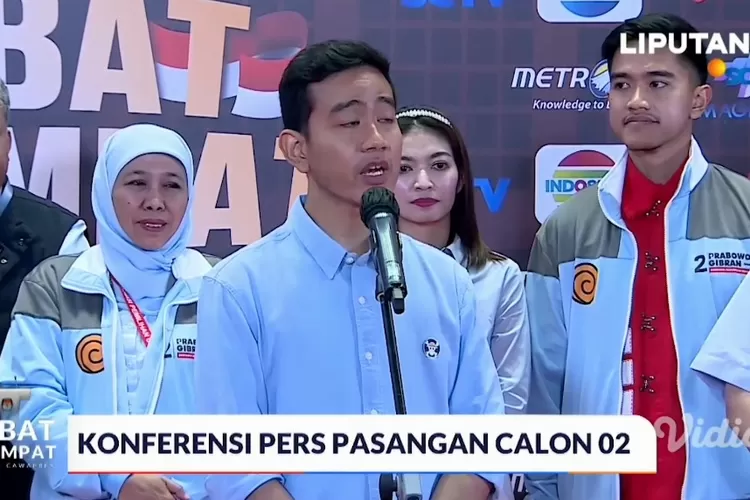 Gibran saat konferensi pers usai debat keempat, Minggu (21/1/2024) malam.