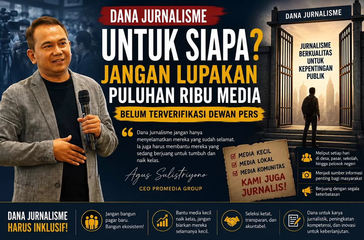 [KOLOM OPINI] Dana Jurnalisme untuk Siapa? Jangan Lupakan Puluhan Ribu Media Belum Terverifikasi Dewan Pers (Foto: Dok. Agus Sulistriyono via AI )