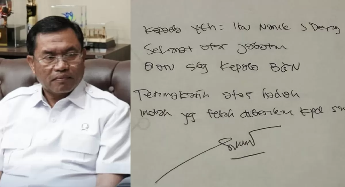 Surat dari Sony Sonjaya untuk Kepala BGN Baru, Nanik S. Deyang. (Instagram/sonysonjayabd)