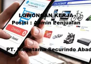 Lowongan Kerja Dibutuhkan Segera untuk Posisi Sebagai Admin Penjualan di PT. Megatama Securindo Abadi