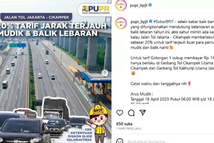 Asyik, Tarif Tol Diskon 20 Persen Selama Arus Mudik Dan Balik Lebaran ...