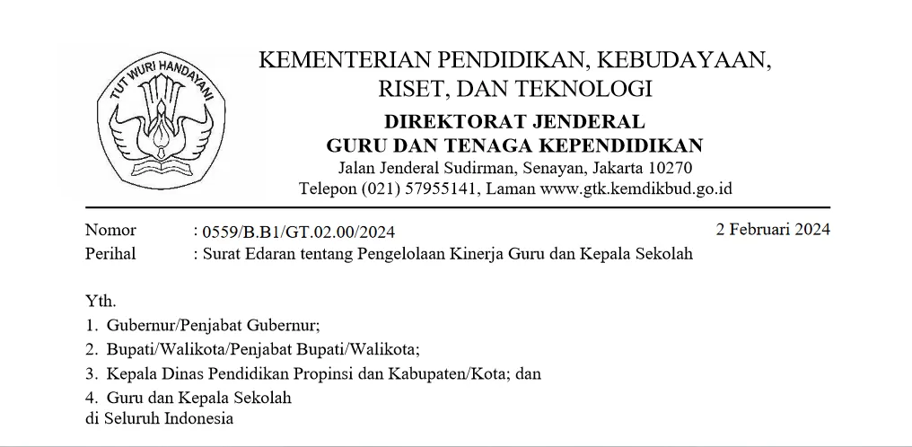 Surat Edaran Ditjen GTK Kemdikbud Nomor 0559 Tahun 2024, 'Apakah Sakti ...