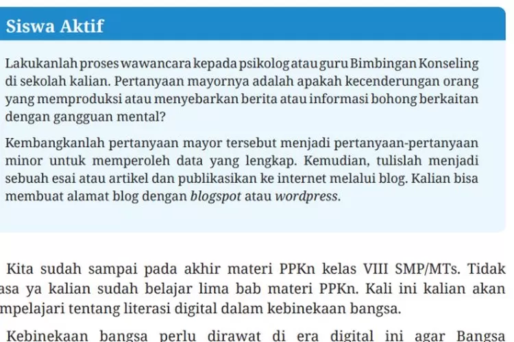 Kunci Jawaban PKn Kelas 8 Bab 6 Halaman 121 Kurikulum Merdeka ...