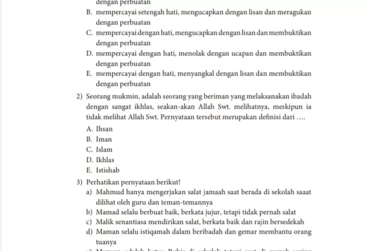 Kunci Jawaban PAI Pilihan Ganda Kelas 10 Kurikulum Merdeka Halaman 55 ...