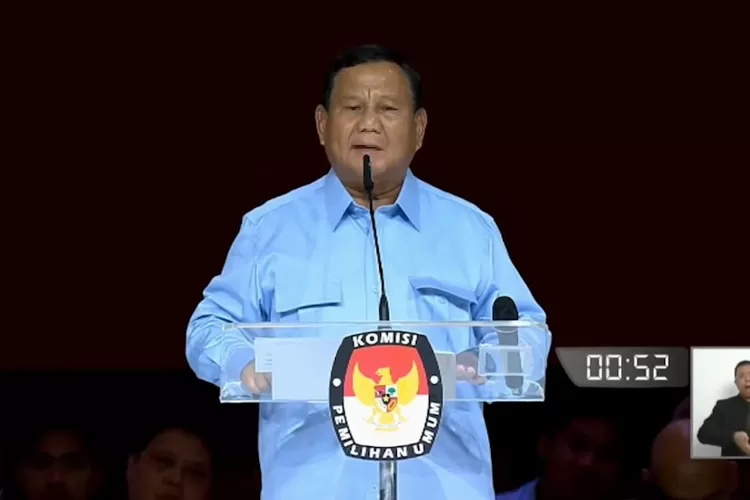 Calon presiden nomor urut 02, Prabowo Subianto, menjelaskan strateginya untuk mendukung kedaulatan teknologi informasi di Indonesia, dalam debat capres kelima, Minggu (4/2/2024) malam ini.