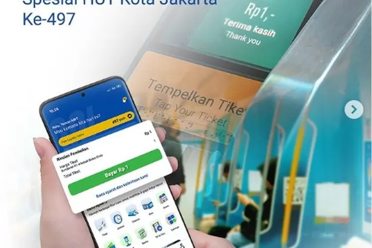 selama dua hari, 22 dan 23 Juni 2024, dalam rangka HUT Jakarta ke 497, Pemprov DKI Jakarta memberlakukan tarif Rp 1  untuk seluruh moda transportasi umum. 