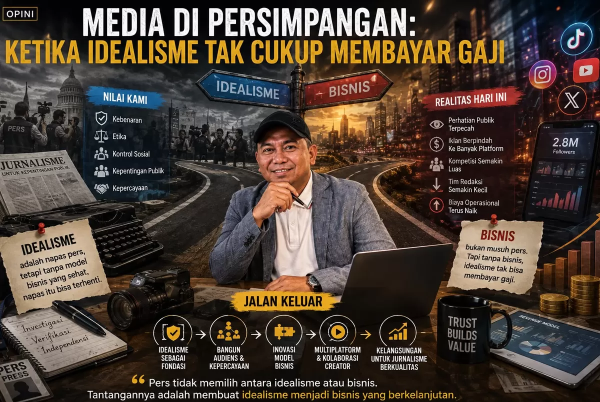 [KOLOM OPINI] Media di Persimpangan: Ketika Idealisme Tak Cukup Membayar Gaji (Dok. Agus Sulistriyono via AI)