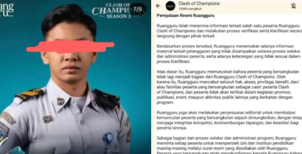 Peserta Clash of Champions S3 Didiskualifikasi Karena Diduga Terjerat Kasus Pelecehan, Kini Didepak Meski Sempat Lolos Top 64, Ini Alasan Ruangguru ! (Dok. Clash of Champions Ruangguru)