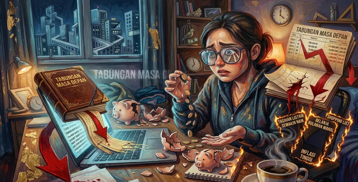 Fenomena "Makan Tabungan" Mengintai Anda: Ketahui 4 Langkah Mengamankan Dana Darurat Agar Tetap Utuh (Ilustrasi dibuat Kalimantansatu.com via Gemini AI)