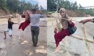 Warga Desa di Bireuen Aceh Bertaruh Nyawa usai Bencana, Lintasi Derasnya Arus Sungai dengan Tali dan Sebatang Bambu