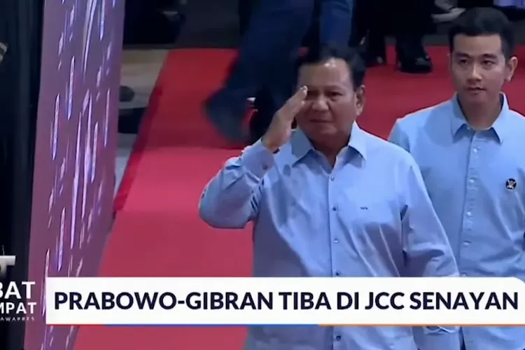 Prabowo dan Gibran datang di lokasi debat keempat, Minggu (21/01/2024) malam.