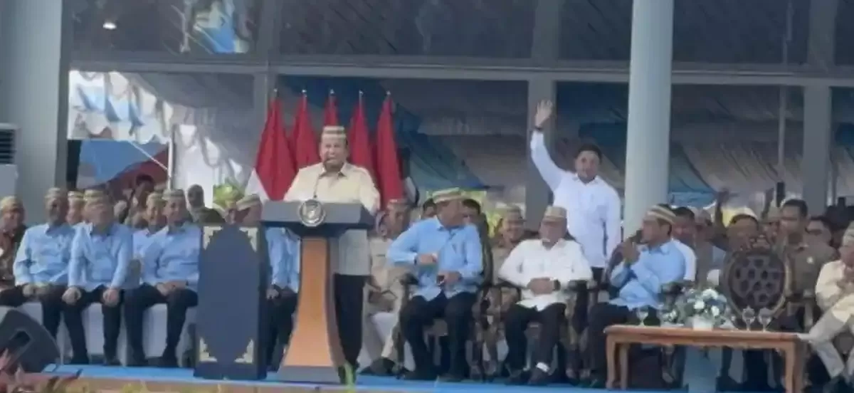 Presiden RI, Prabowo Subianto saat menghadiri acara puncak Penas KTNA XVII 2026 digelar di Sport Center Limboto, Kabupaten Gorontalo.
