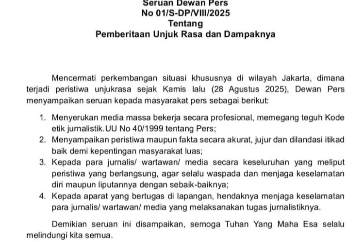 Seruan Dewan Pers (dok)