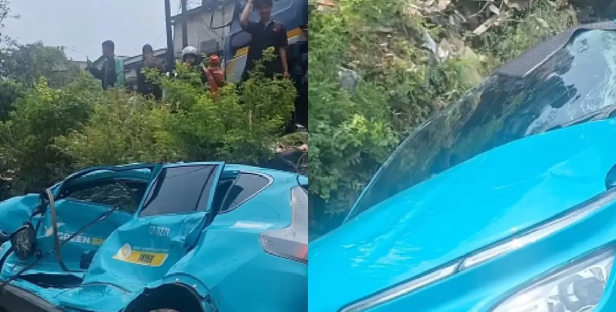 Menyoroti insiden taksi Green SM yang diduga jadi penyebab awal kecelakaan kereta antara KA Argo Bromo dengan KRL di Stasiun Bekasi Timur. (Instagram.com/@info.bekasitimur)