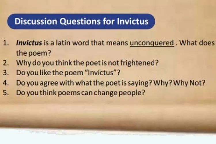 Kunci Jawaban Bahasa Inggris K13 Kelas 11 Chapter 7 Halaman 93 Tugas Discussion Questions for Invictus.