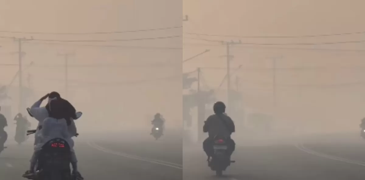Menyoroti viralnya penampakan asap pekat imbas kebakaran hutan dan lahan (karhutla) di wilayah Banjarbaru, Kalimantan Selatan. (Instagram.com/@undercover.id)