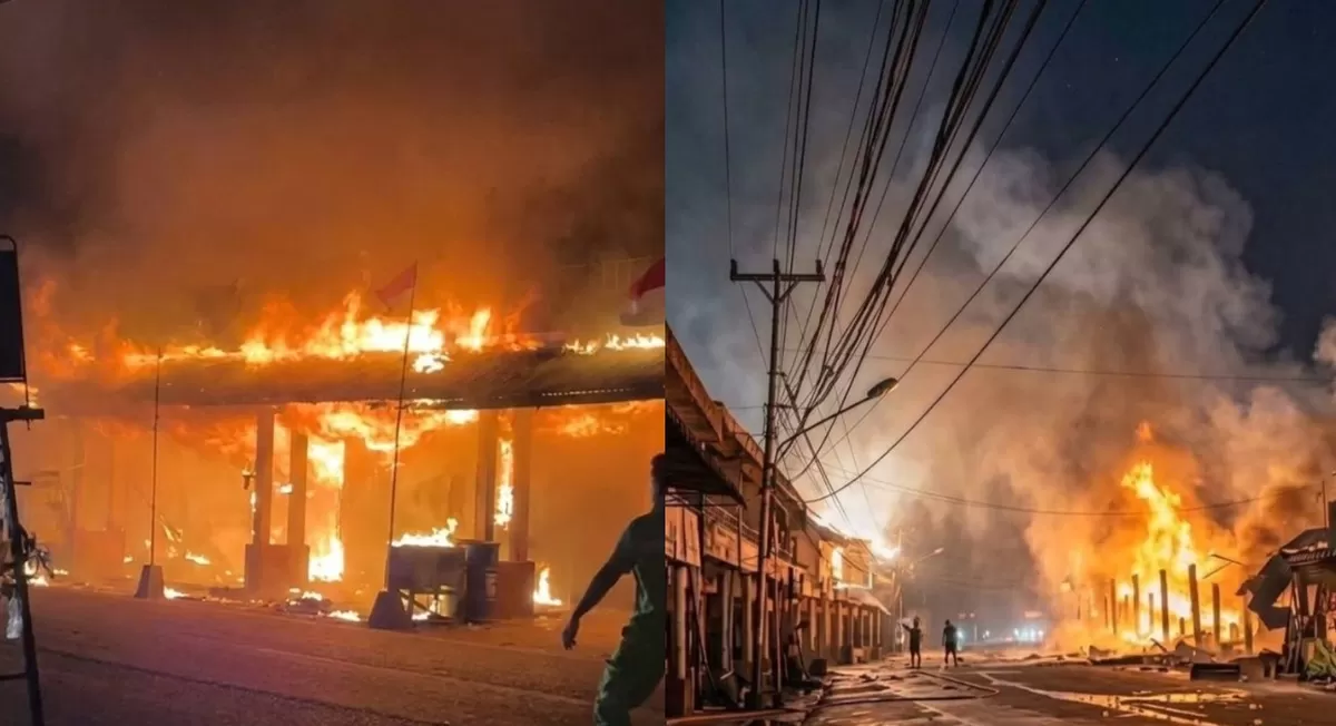 Insiden kebakaran melanda kawasan Pasar Sungai Duri di Desa Sungai Duri, Kecamatan Sungai Raya, Kabupaten Bengkayang, Provinsi Kalimantan Barat (Kalbar), pada Kamis, 20 Agustus, 2026 malam. (Threads/@su.siu.501)
