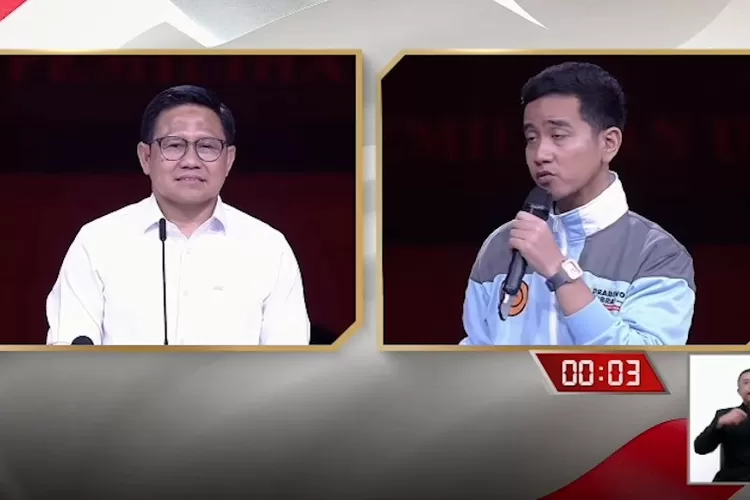 Gibran dan Muhaimin Iskandar dalam debat keempat Pilpres 2024. 